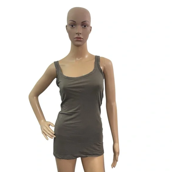 Theory Women’s Size Small Sleeveless Scoop Neck Solid Back Brown Tank Top - Picture 2 of 5